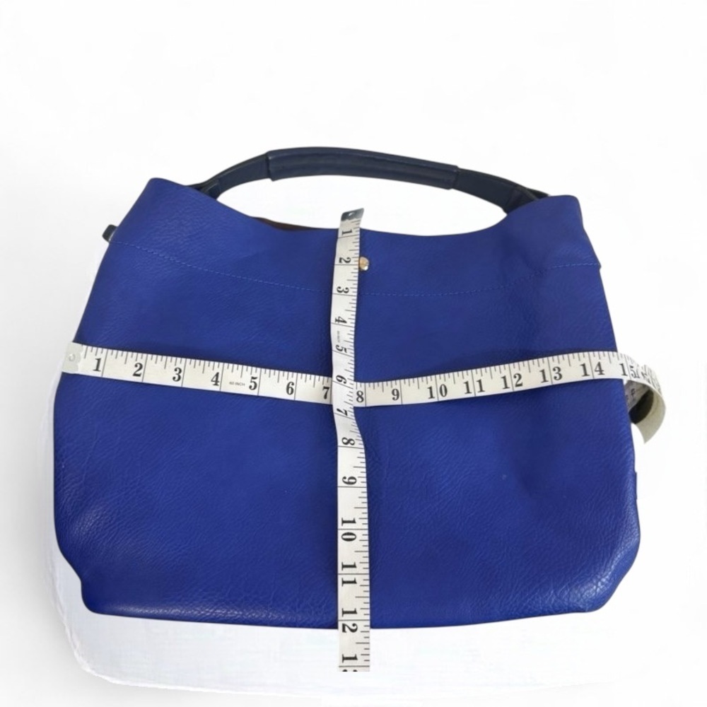 BLUE FAUX LEATHER HOBO SHOULDER BAG - Picture 6 of 10
